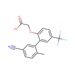 Cc1ccc(C#N)cc1-c1cc(C(F)(F)F)ccc1OCC(=O)O ZINC000071332590