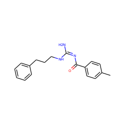 Cc1ccc(C(=O)/N=C(/N)NCCCc2ccccc2)cc1 ZINC000026843205