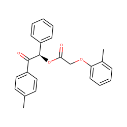 Cc1ccc(C(=O)[C@H](OC(=O)COc2ccccc2C)c2ccccc2)cc1 ZINC000001164947