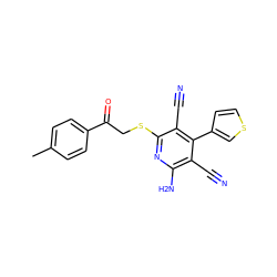 Cc1ccc(C(=O)CSc2nc(N)c(C#N)c(-c3ccsc3)c2C#N)cc1 ZINC000053242797