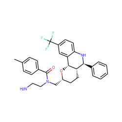 Cc1ccc(C(=O)N(CCN)C[C@H]2CC[C@@H]3[C@H](O2)c2cc(C(F)(F)F)ccc2N[C@H]3c2ccccc2)cc1 ZINC000049777199