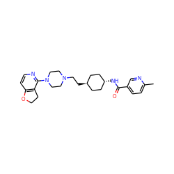 Cc1ccc(C(=O)N[C@H]2CC[C@H](CCN3CCN(c4nccc5c4CCO5)CC3)CC2)cn1 ZINC000261174437