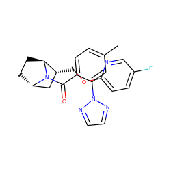 Cc1ccc(C(=O)N2[C@H]3CC[C@H]2[C@H](COc2ccc(F)cn2)C3)c(-n2nccn2)c1 ZINC000226049513