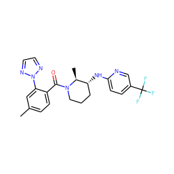 Cc1ccc(C(=O)N2CCC[C@@H](Nc3ccc(C(F)(F)F)cn3)[C@@H]2C)c(-n2nccn2)c1 ZINC000218426771