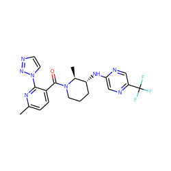 Cc1ccc(C(=O)N2CCC[C@@H](Nc3cnc(C(F)(F)F)cn3)[C@@H]2C)c(-n2ccnn2)n1 ZINC000218534153