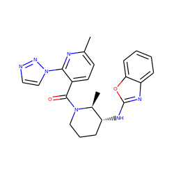 Cc1ccc(C(=O)N2CCC[C@@H](Nc3nc4ccccc4o3)[C@@H]2C)c(-n2ccnn2)n1 ZINC000218533835