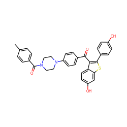 Cc1ccc(C(=O)N2CCN(c3ccc(C(=O)c4c(-c5ccc(O)cc5)sc5cc(O)ccc45)cc3)CC2)cc1 ZINC000028137648