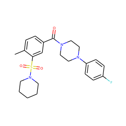 Cc1ccc(C(=O)N2CCN(c3ccc(F)cc3)CC2)cc1S(=O)(=O)N1CCCCC1 ZINC000001058192