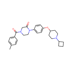 Cc1ccc(C(=O)N2CCN(c3ccc(OC4CCN(C5CCC5)CC4)cc3)C(=O)C2)cc1 ZINC000028870356