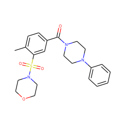 Cc1ccc(C(=O)N2CCN(c3ccccc3)CC2)cc1S(=O)(=O)N1CCOCC1 ZINC000002700597