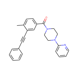 Cc1ccc(C(=O)N2CCN(c3ccccn3)CC2)cc1C#Cc1ccccc1 ZINC000066252245