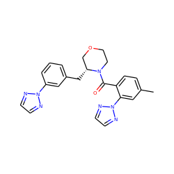 Cc1ccc(C(=O)N2CCOC[C@H]2Cc2cccc(-n3nccn3)c2)c(-n2nccn2)c1 ZINC000205653298