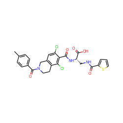 Cc1ccc(C(=O)N2CCc3c(cc(Cl)c(C(=O)N[C@@H](CNC(=O)c4cccs4)C(=O)O)c3Cl)C2)cc1 ZINC000058592270