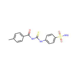 Cc1ccc(C(=O)NC(=S)Nc2ccc(S(N)(=O)=O)cc2)cc1 ZINC000000491557