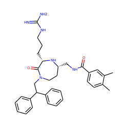 Cc1ccc(C(=O)NC[C@@H]2CCN(CC(c3ccccc3)c3ccccc3)C(=O)[C@H](CCCNC(=N)N)N2)cc1C ZINC000118692126