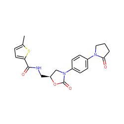 Cc1ccc(C(=O)NC[C@H]2CN(c3ccc(N4CCCC4=O)cc3)C(=O)O2)s1 ZINC000113066732