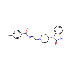 Cc1ccc(C(=O)NCCN2CCC(n3c(=O)[nH]c4ccccc43)CC2)cc1 ZINC000058548392