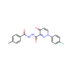 Cc1ccc(C(=O)NNC(=O)c2nn(-c3ccc(F)cc3)ccc2=O)cc1 ZINC000001047905