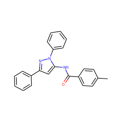 Cc1ccc(C(=O)Nc2cc(-c3ccccc3)nn2-c2ccccc2)cc1 ZINC000013584914