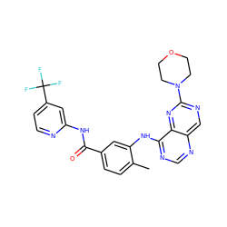 Cc1ccc(C(=O)Nc2cc(C(F)(F)F)ccn2)cc1Nc1ncnc2cnc(N3CCOCC3)nc12 ZINC000148242973