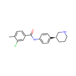 Cc1ccc(C(=O)Nc2ccc([C@@H]3CCCNC3)cc2)cc1Cl ZINC000117718433