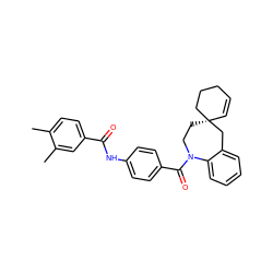 Cc1ccc(C(=O)Nc2ccc(C(=O)N3CC[C@]4(C=CCCC4)Cc4ccccc43)cc2)cc1C ZINC000026822683