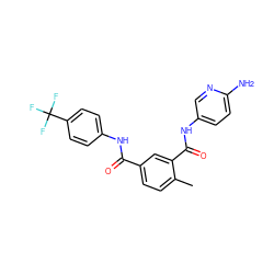 Cc1ccc(C(=O)Nc2ccc(C(F)(F)F)cc2)cc1C(=O)Nc1ccc(N)nc1 ZINC000045496927