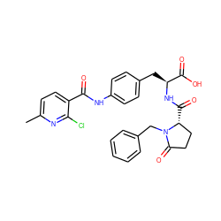 Cc1ccc(C(=O)Nc2ccc(C[C@H](NC(=O)[C@@H]3CCC(=O)N3Cc3ccccc3)C(=O)O)cc2)c(Cl)n1 ZINC000027853587