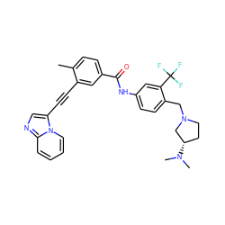 Cc1ccc(C(=O)Nc2ccc(CN3CC[C@H](N(C)C)C3)c(C(F)(F)F)c2)cc1C#Cc1cnc2ccccn12 ZINC000053313264