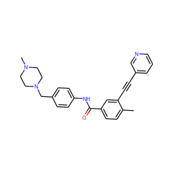 Cc1ccc(C(=O)Nc2ccc(CN3CCN(C)CC3)cc2)cc1C#Cc1cccnc1 ZINC001772650767