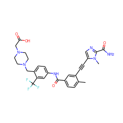 Cc1ccc(C(=O)Nc2ccc(CN3CCN(CC(=O)O)CC3)c(C(F)(F)F)c2)cc1C#Cc1cnc(C(N)=O)n1C ZINC000071295826