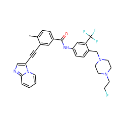 Cc1ccc(C(=O)Nc2ccc(CN3CCN(CCF)CC3)c(C(F)(F)F)c2)cc1C#Cc1cnc2ccccn12 ZINC000053313954