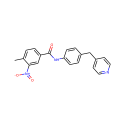 Cc1ccc(C(=O)Nc2ccc(Cc3ccncc3)cc2)cc1[N+](=O)[O-] ZINC000000266733