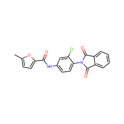 Cc1ccc(C(=O)Nc2ccc(N3C(=O)c4ccccc4C3=O)c(Cl)c2)o1 ZINC000192497170