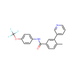 Cc1ccc(C(=O)Nc2ccc(OC(F)(F)F)cc2)cc1-c1cccnc1 ZINC000224278240