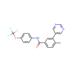 Cc1ccc(C(=O)Nc2ccc(OC(F)(F)F)cc2)cc1-c1cncnc1 ZINC000205947666