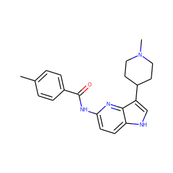 Cc1ccc(C(=O)Nc2ccc3[nH]cc(C4CCN(C)CC4)c3n2)cc1 ZINC000013523684