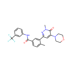 Cc1ccc(C(=O)Nc2cccc(C(F)(F)F)c2)cc1-c1cc(N2CCOCC2)c(=O)n(C)n1 ZINC000226011202