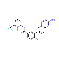 Cc1ccc(C(=O)Nc2cccc(C(F)(F)F)c2C)cc1-c1ccc2nc(N)ncc2c1 ZINC000036758604