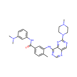 Cc1ccc(C(=O)Nc2cccc(N(C)C)c2)cc1Nc1ncnc2cnc(N3CCN(C)CC3)nc12 ZINC000148202177