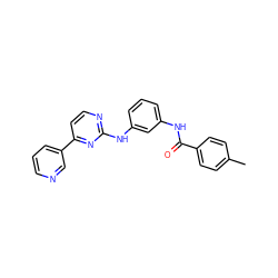 Cc1ccc(C(=O)Nc2cccc(Nc3nccc(-c4cccnc4)n3)c2)cc1 ZINC000003832265