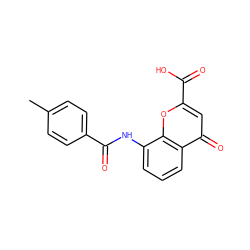 Cc1ccc(C(=O)Nc2cccc3c(=O)cc(C(=O)O)oc23)cc1 ZINC000096271911