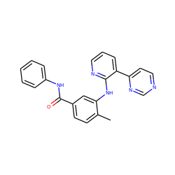 Cc1ccc(C(=O)Nc2ccccc2)cc1Nc1ncccc1-c1ccncn1 ZINC000014957199