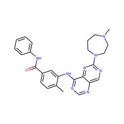 Cc1ccc(C(=O)Nc2ccccc2)cc1Nc1ncnc2cnc(N3CCCN(C)CC3)nc12 ZINC000148175984