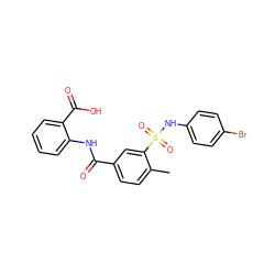 Cc1ccc(C(=O)Nc2ccccc2C(=O)O)cc1S(=O)(=O)Nc1ccc(Br)cc1 ZINC000003020578