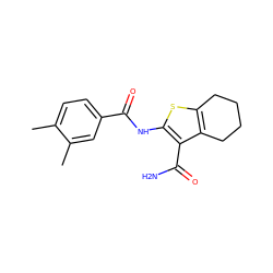 Cc1ccc(C(=O)Nc2sc3c(c2C(N)=O)CCCC3)cc1C ZINC000004075659