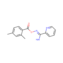 Cc1ccc(C(=O)O/N=C(\N)c2ccccn2)c(C)c1 ZINC000005014155