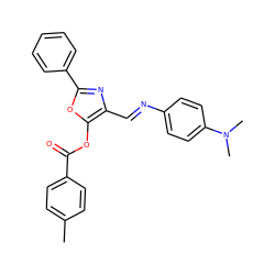 Cc1ccc(C(=O)Oc2oc(-c3ccccc3)nc2/C=N/c2ccc(N(C)C)cc2)cc1 ZINC000015986516