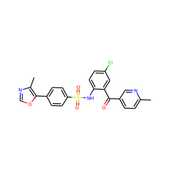 Cc1ccc(C(=O)c2cc(Cl)ccc2NS(=O)(=O)c2ccc(-c3ocnc3C)cc2)cn1 ZINC000113626221