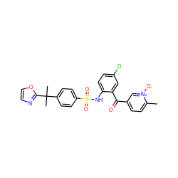 Cc1ccc(C(=O)c2cc(Cl)ccc2NS(=O)(=O)c2ccc(C(C)(C)c3ncco3)cc2)c[n+]1[O-] ZINC000113625540